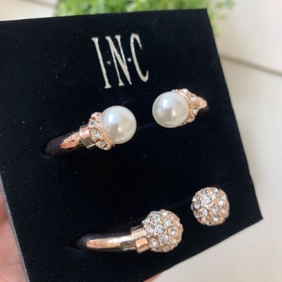 I.n.c. Imitation Rose Pearl and Crystal Fireball Hinge Bracelet Set in Rose Gold - Picture 5 of 7